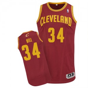 Cleveland Cavaliers Tyrone Hill #34 Road Authentic Maillot d'équipe de NBA - Vin Rouge pour Homme