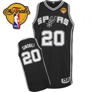 Maillot Authentic San Antonio Spurs NBA Road Finals Patch Noir - #20 Manu Ginobili - Homme
