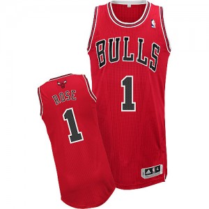 Maillot NBA Authentic Derrick Rose #1 Chicago Bulls Road Rouge - Homme
