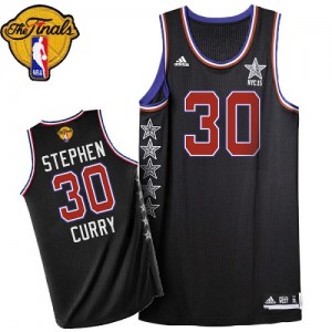 Maillot NBA Noir Stephen Curry #30 Golden State Warriors 2015 All Star 2015 The Finals Patch Swingman Homme Adidas