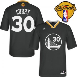 Golden State Warriors #30 Adidas Alternate 2015 The Finals Patch Noir Swingman Maillot d'équipe de NBA en soldes - Stephen Curry pour Femme