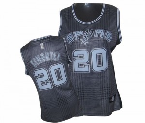 San Antonio Spurs #20 Adidas Rhythm Fashion Finals Patch Noir Swingman Maillot d'équipe de NBA Promotions - Manu Ginobili pour Femme