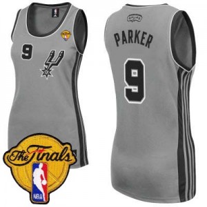 San Antonio Spurs #9 Adidas Alternate Finals Patch Gris argenté Authentic Maillot d'équipe de NBA pour pas cher - Tony Parker pour Femme