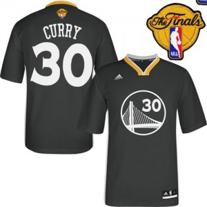 Maillot Authentic Golden State Warriors NBA Alternate 2015 The Finals Patch Noir - #30 Stephen Curry - Homme