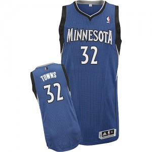 Maillot Adidas Slate Blue Road Authentic Minnesota Timberwolves - Karl-Anthony Towns #32 - Homme