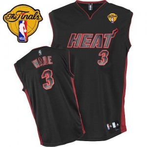 Miami Heat #3 Adidas Finals Patch Noir noir / Rouge Authentic Maillot d'équipe de NBA achats en ligne - Dwyane Wade pour Homme