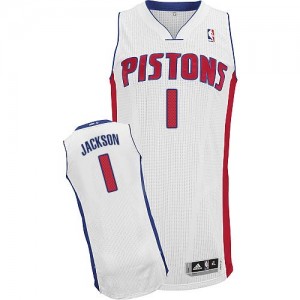 Maillot Adidas Blanc Home Authentic Detroit Pistons - Reggie Jackson #1 - Homme