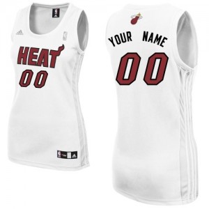 Miami Heat Personnalisé Adidas Home Blanc Maillot d'équipe de NBA préférentiel - Swingman pour Femme