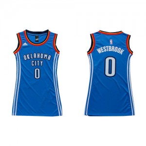 Maillot NBA Bleu royal Russell Westbrook #0 Oklahoma City Thunder Dress Swingman Femme Adidas