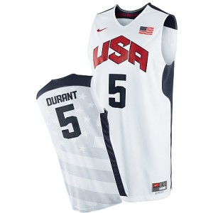 Maillot NBA Blanc Kevin Durant #5 Team USA 2012 Olympics Swingman Homme Nike