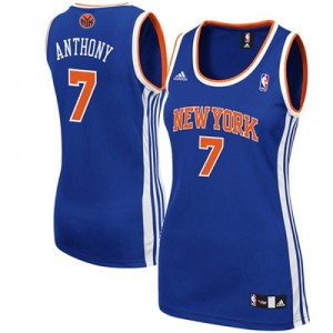 New York Knicks Carmelo Anthony #7 Road Swingman Maillot d'équipe de NBA - Bleu royal pour Femme