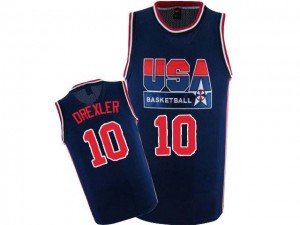 Maillot NBA Authentic Clyde Drexler #10 Team USA 2012 Olympic Retro Bleu marin - Homme