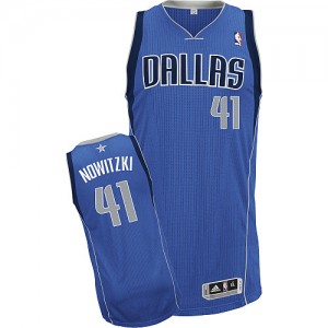 Maillot Adidas Bleu royal Road Authentic Dallas Mavericks - Dirk Nowitzki #41 - Homme
