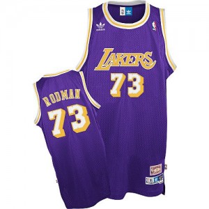 Los Angeles Lakers Mitchell and Ness Dennis Rodman #73 Throwback Swingman Maillot d'équipe de NBA - Violet pour Homme