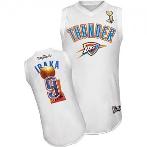 Maillot NBA Authentic Serge Ibaka #9 Oklahoma City Thunder 2012 Finals Blanc - Homme