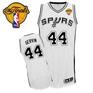 Maillot NBA San Antonio Spurs #44 George Gervin Blanc Adidas Authentic Home Finals Patch - Homme