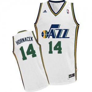 Utah Jazz #14 Adidas Home Blanc Swingman Maillot d'équipe de NBA Promotions - Jeff Hornacek pour Homme