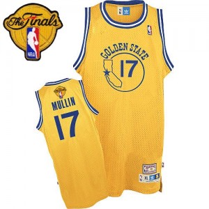 Maillot NBA Golden State Warriors #17 Chris Mullin Or Adidas Authentic Throwback 2015 The Finals Patch - Homme