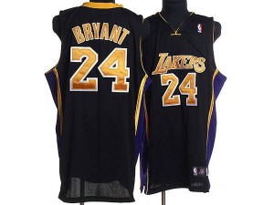 Maillot NBA Authentic Kobe Bryant #24 Los Angeles Lakers Champions Patch Noir / Or - Homme