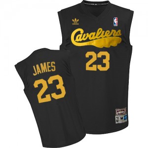Cleveland Cavaliers #23 Adidas Throwback Noir Authentic Maillot d'équipe de NBA vente en ligne - LeBron James pour Homme