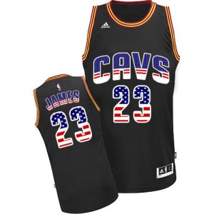 Maillot Adidas Noir USA Flag Fashion Authentic Cleveland Cavaliers - LeBron James #23 - Homme