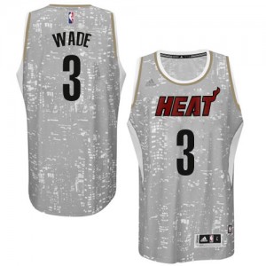 Maillot Authentic Miami Heat NBA City Light Gris - #3 Dwyane Wade - Homme