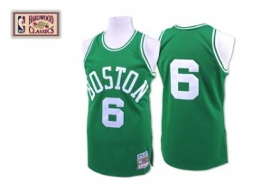 Maillot NBA Vert Bill Russell #6 Boston Celtics Throwback Authentic Homme Mitchell and Ness