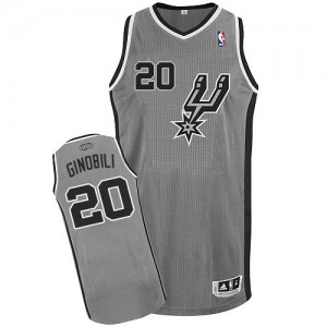Maillot NBA San Antonio Spurs #20 Manu Ginobili Gris argenté Adidas Authentic Alternate - Homme