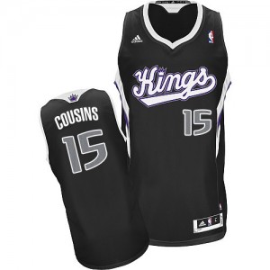 Maillot NBA Sacramento Kings #15 DeMarcus Cousins Noir Adidas Swingman Alternate - Homme