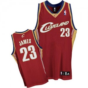 Maillot NBA Cleveland Cavaliers #23 LeBron James Vin Rouge Adidas Authentic - Homme