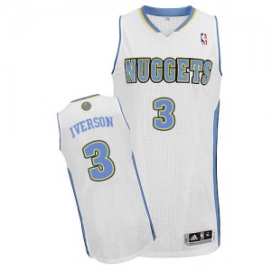 Maillot NBA Blanc Allen Iverson #3 Denver Nuggets Home Authentic Homme Adidas