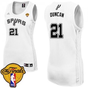 San Antonio Spurs Tim Duncan #21 Home Finals Patch Swingman Maillot d'équipe de NBA - Blanc pour Femme
