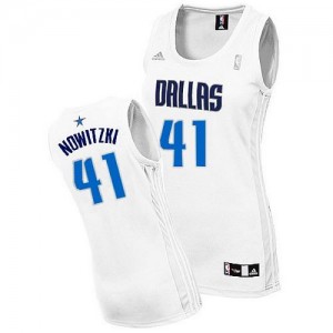 Dallas Mavericks #41 Adidas Home Blanc Swingman Maillot d'équipe de NBA la meilleure qualité - Dirk Nowitzki pour Femme