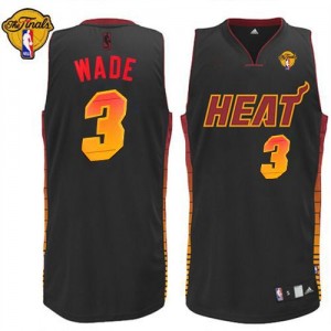 Miami Heat Dwyane Wade #3 Vibe Finals Patch Authentic Maillot d'équipe de NBA - Noir pour Homme