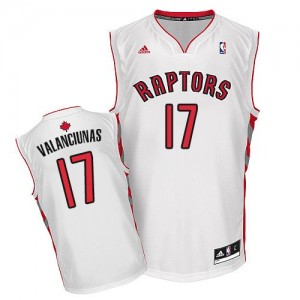 Toronto Raptors #17 Adidas Home Blanc Swingman Maillot d'équipe de NBA en soldes - Jonas Valanciunas pour Homme