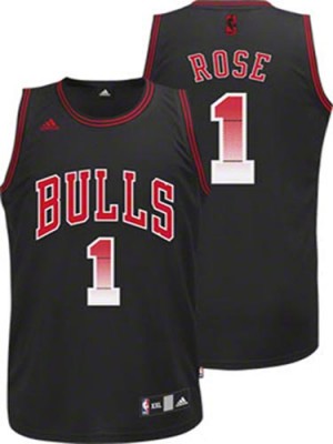 Maillot NBA Noir Derrick Rose #1 Chicago Bulls Vibe Swingman Homme Adidas