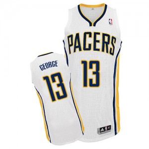 Maillot NBA Indiana Pacers #13 Paul George Blanc Adidas Authentic Home - Homme