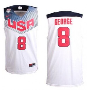 Team USA #8 Nike 2014 Dream Team Blanc Authentic Maillot d'équipe de NBA magasin d'usine - Paul George pour Homme
