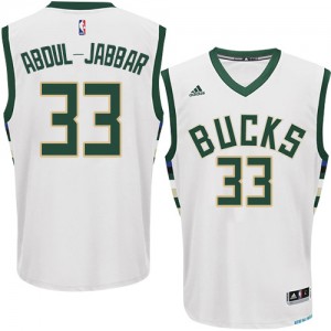 Maillot Authentic Milwaukee Bucks NBA Home Blanc - #33 Kareem Abdul-Jabbar - Homme