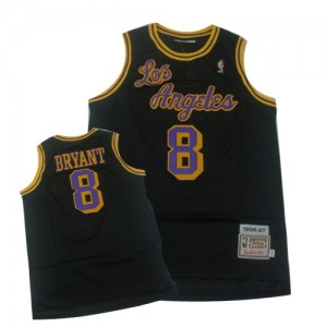 Los Angeles Lakers #8 Mitchell and Ness Throwback Noir Authentic Maillot d'équipe de NBA en soldes - Kobe Bryant pour Homme