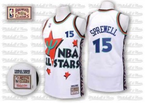 Maillot NBA Blanc Latrell Sprewell #15 Golden State Warriors Throwback 1995 All Star Authentic Homme Adidas