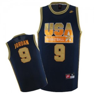 Maillot NBA Team USA #9 Michael Jordan No. d'or bleu marine Nike Swingman - Homme
