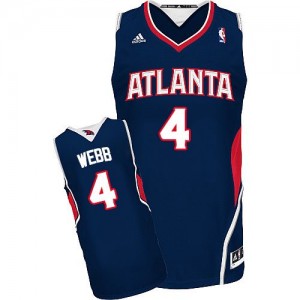 Maillot NBA Atlanta Hawks #4 Spud Webb Bleu marin Adidas Swingman Road - Homme