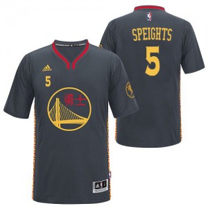 Maillot NBA Golden State Warriors #5 Marreese Speights Noir Adidas Swingman Slate Chinese New Year - Homme