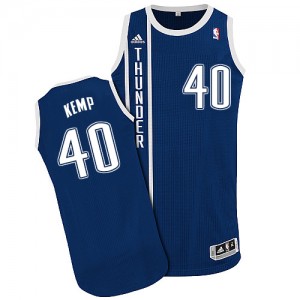 Oklahoma City Thunder #40 Adidas Alternate Bleu marin Authentic Maillot d'équipe de NBA pour pas cher - Shawn Kemp pour Homme