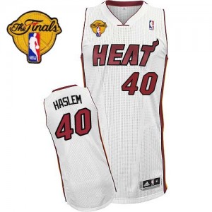 Maillot NBA Authentic Udonis Haslem #40 Miami Heat Home Finals Patch Blanc - Homme