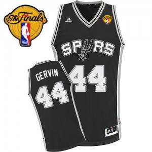 Maillot NBA San Antonio Spurs #44 George Gervin Noir Adidas Swingman Road Finals Patch - Homme