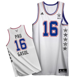 Maillot NBA Chicago Bulls #16 Pau Gasol Blanc Adidas Authentic 2015 All Star - Homme