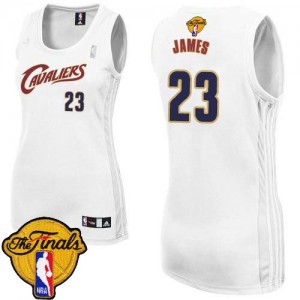 Maillot NBA Cleveland Cavaliers #23 LeBron James Blanc Adidas Authentic Home 2015 The Finals Patch - Femme