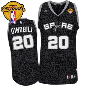 Maillot NBA San Antonio Spurs #20 Manu Ginobili Noir Adidas Swingman Crazy Light Finals Patch - Homme